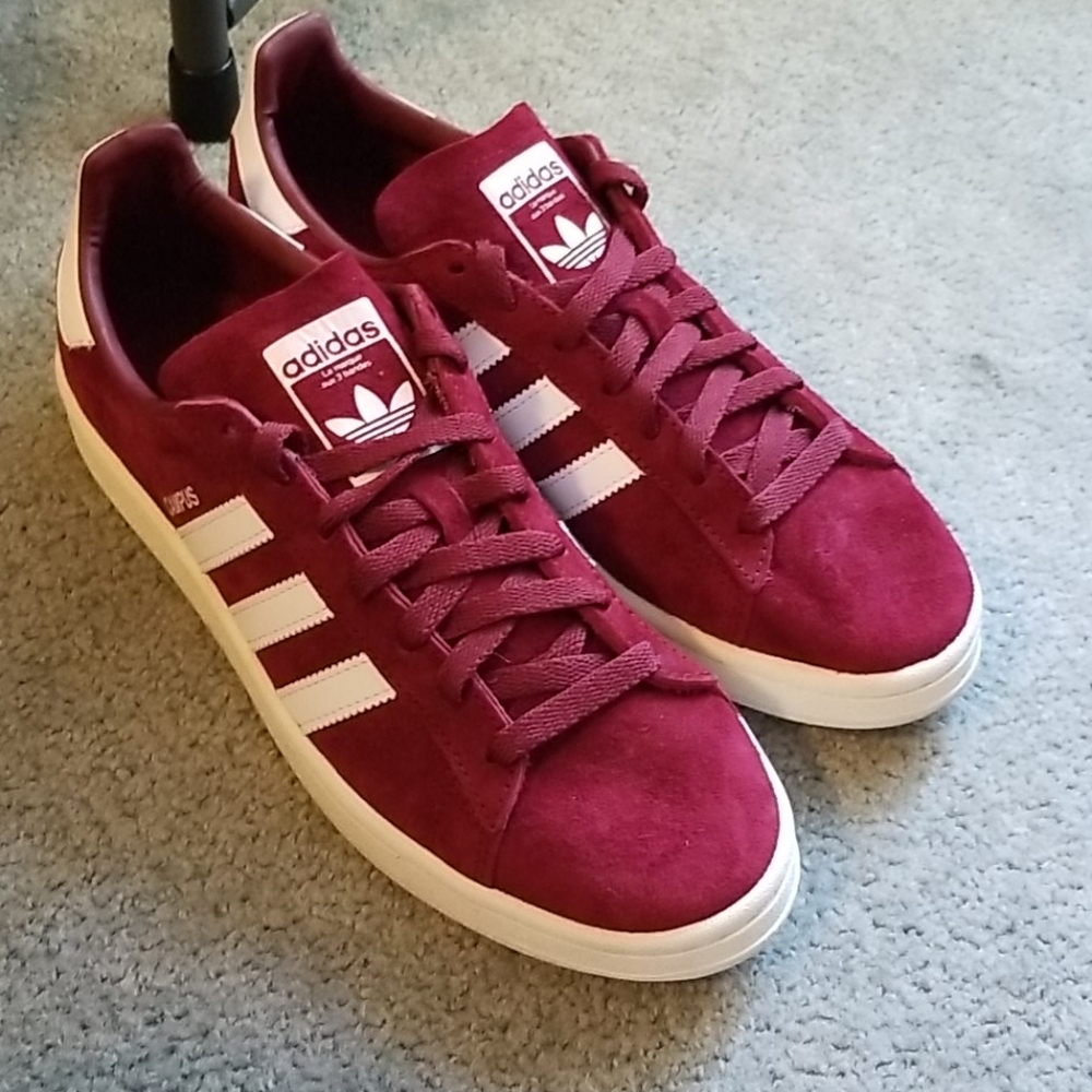 Burgundy Adidas Campus sneakers